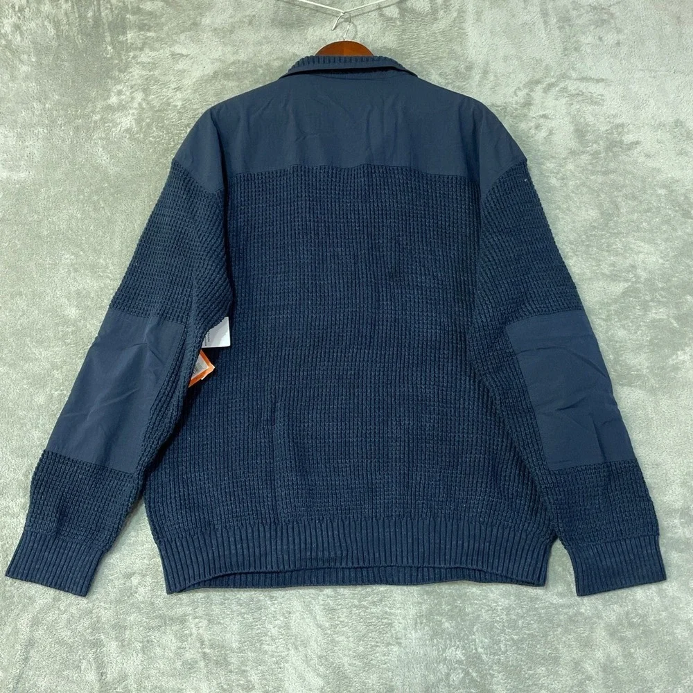 NWT Bass Outdoor Mixed Sweater Men's XXL Blue Cotton Quarter Zip